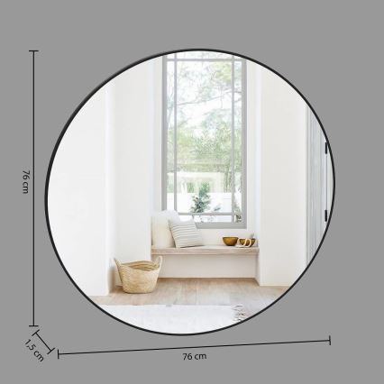 Atmosphera - Väggspegel ALICE diameter 76 cm svart