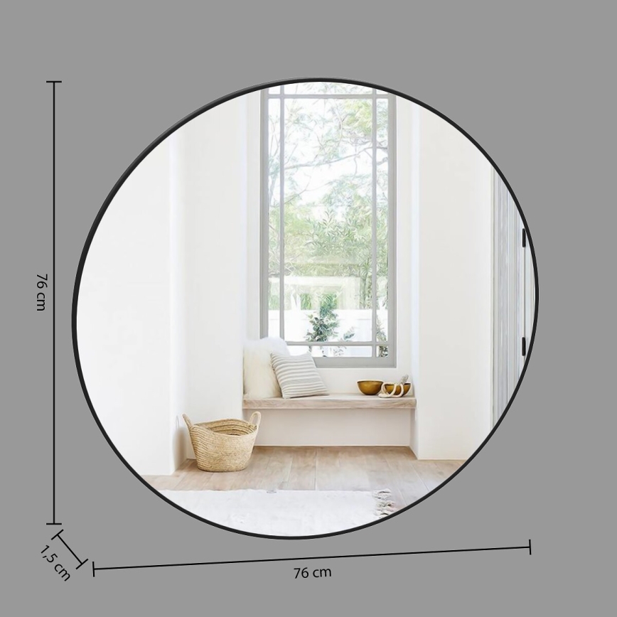 Atmosphera - Väggspegel ALICE diameter 76 cm svart