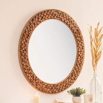 Atmosphera - Väggspegel ANOKI diameter 99 cm eukalyptus