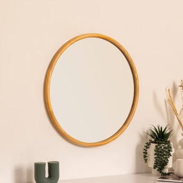 Atmosphera - Väggspegel KIM diameter 55 cm gummiträd