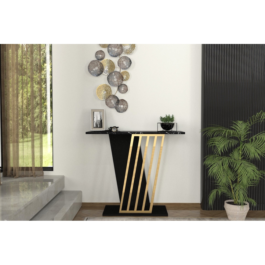Avlastningsbord GRAVITY 76,8x90 cm svart/guld