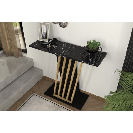 Avlastningsbord GRAVITY 76,8x90 cm svart/guld