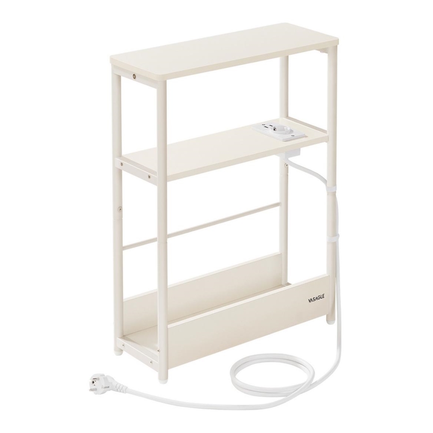 Avlastningsbord med inbyggt eluttag och USB-portar ROD, vit/krämfärgad