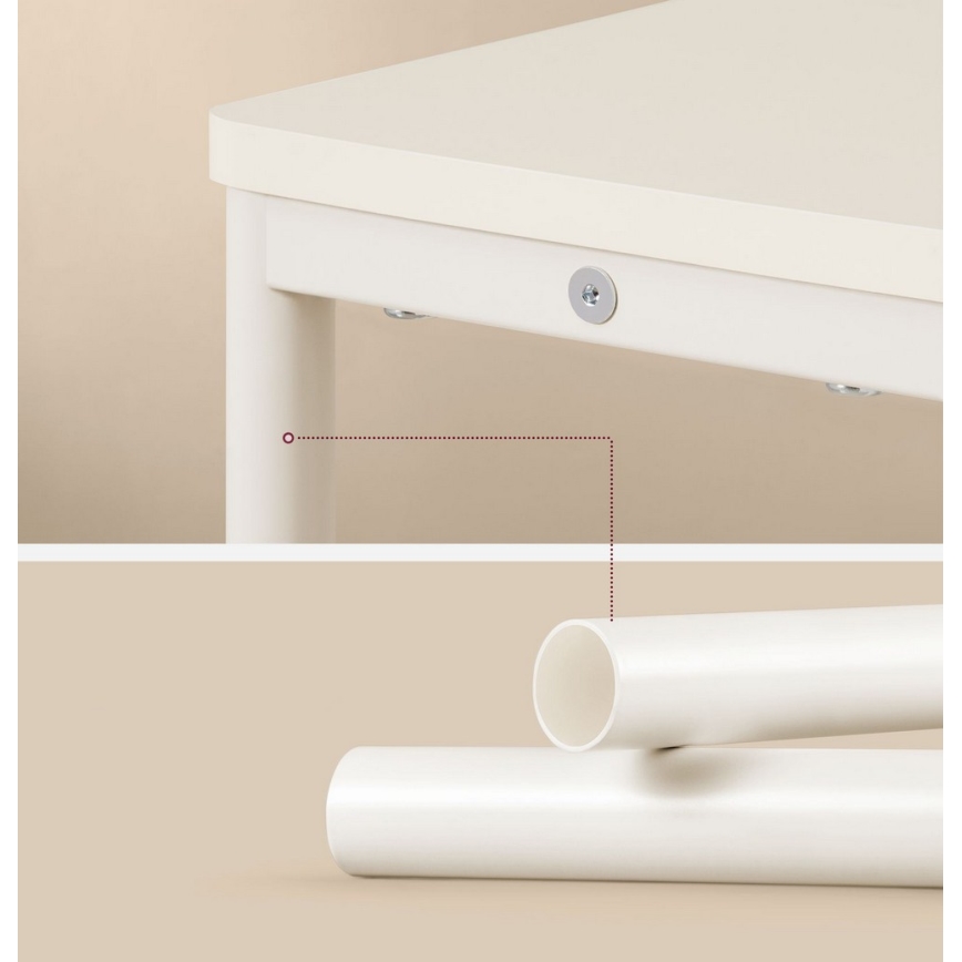 Avlastningsbord med inbyggt eluttag och USB-portar ROD, vit/krämfärgad