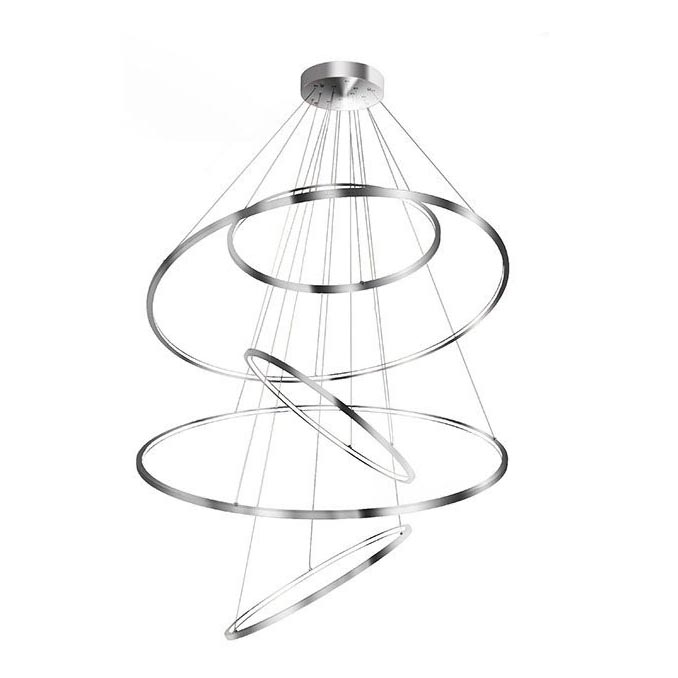 Azzardo AZ3417 - Dimbar LED-lampakrona med snöre WHEEL LED/190W/230V polerad krom