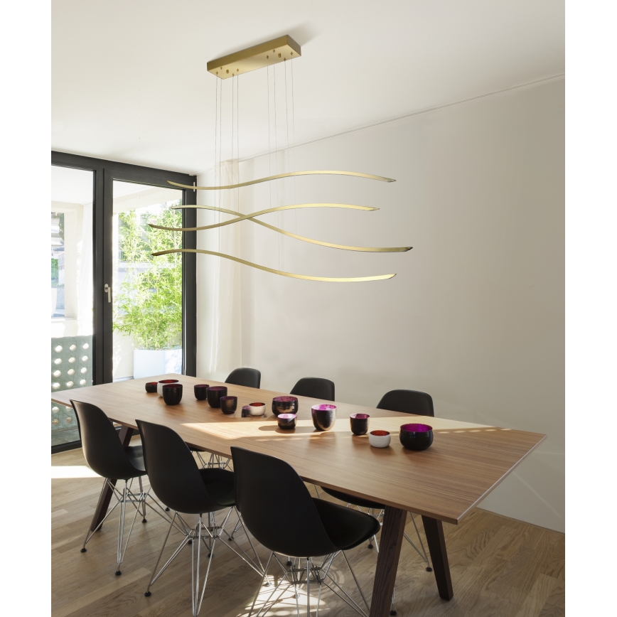 Azzardo AZ4058 - LED Dimbar ljuskrona med upphängningsrem WAVES LED/70W/230V guld