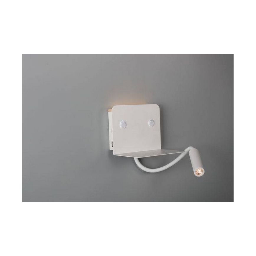 Azzardo AZ4417 - LED Flexibel liten lampa med hylla VERA 1xLED/5W/230V + 1xLED/6W vit