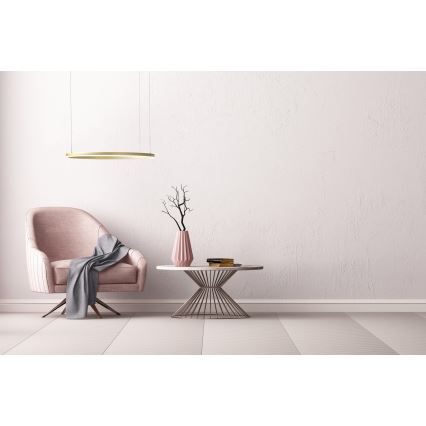 Azzardo AZ4961 -LED ljusreglerad ljuskrona på textilsladd HALO LED/56W/230V diameter 80 cm guld