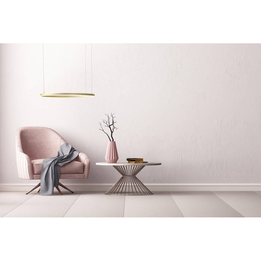 Azzardo AZ4961 -LED ljusreglerad ljuskrona på textilsladd HALO LED/56W/230V diameter 80 cm guld