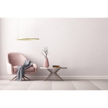 Azzardo AZ4970 -LED ljusreglerad ljuskrona på textilsladd HALO LED/46W/230V diameter 60 cm guld