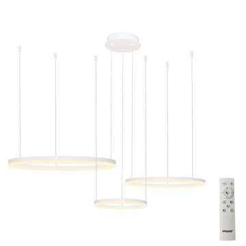 Azzardo AZ4971 - LED ljusreglerad ljuskrona på textilsladd HALO LED/120W/230V vit + fjärrkontroll