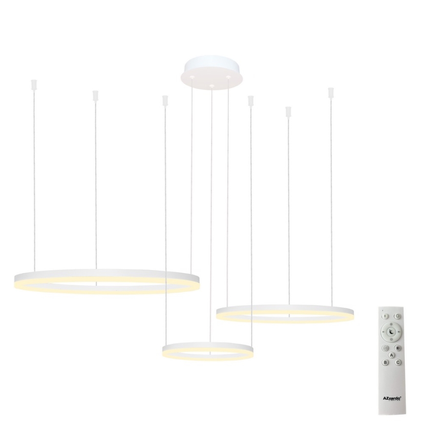 Azzardo AZ4971 - LED ljusreglerad ljuskrona på textilsladd HALO LED/120W/230V vit + fjärrkontroll