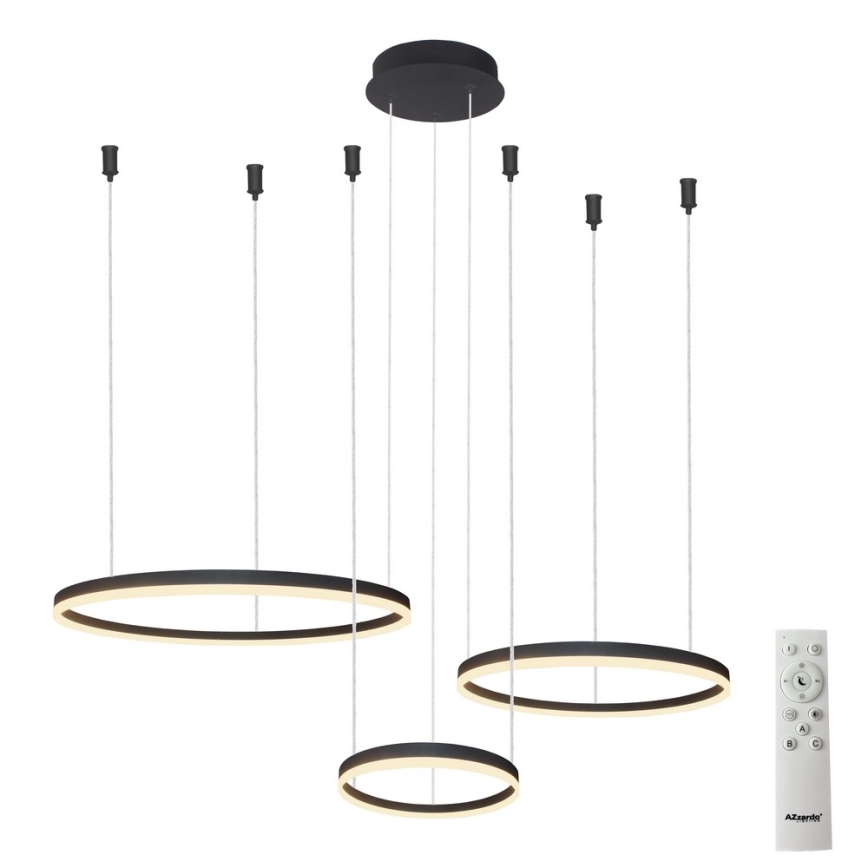 Azzardo AZ4972 - LED ljusreglerad ljuskrona på textilsladd HALO LED/120W/230V svart + fjärrkontroll
