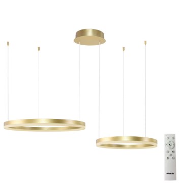 Azzardo AZ4979 - LED ljusreglerad ljuskrona på textilsladd HALO LED/90W/230V guld + fjärrkontroll