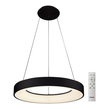 Azzardo AZ5008 - LED ljusreglerad ljuskrona på textilsladd SANTANA LED/50W/230V svart + fjärrkontroll