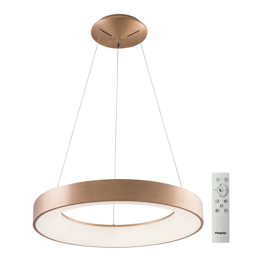 Azzardo AZ5013 - LED ljusreglerad ljuskrona på textilsladd SANTANA LED/80W/230V guld + fjärrkontroll