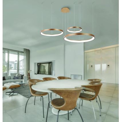 Azzardo AZ5023 - LED ljusreglerad ljuskrona på textilsladd AGNES LED/60W/230V diameter 78 cm guld