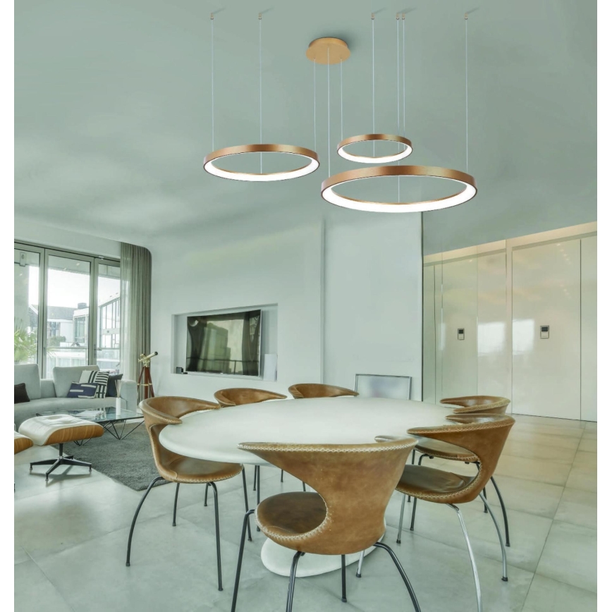 Azzardo AZ5023 - LED ljusreglerad ljuskrona på textilsladd AGNES LED/60W/230V diameter 78 cm guld