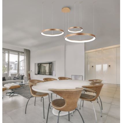 Azzardo AZ5026 - LED ljusreglerad ljuskrona på textilsladd AGNES LED/120W/230V guld