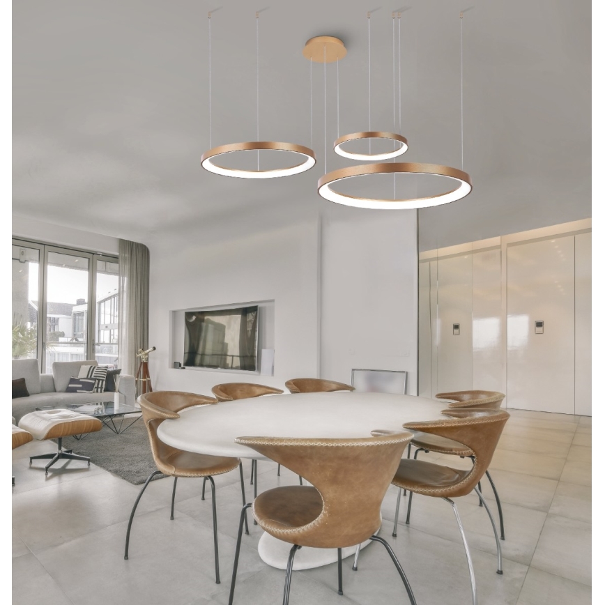 Azzardo AZ5026 - LED ljusreglerad ljuskrona på textilsladd AGNES LED/120W/230V guld