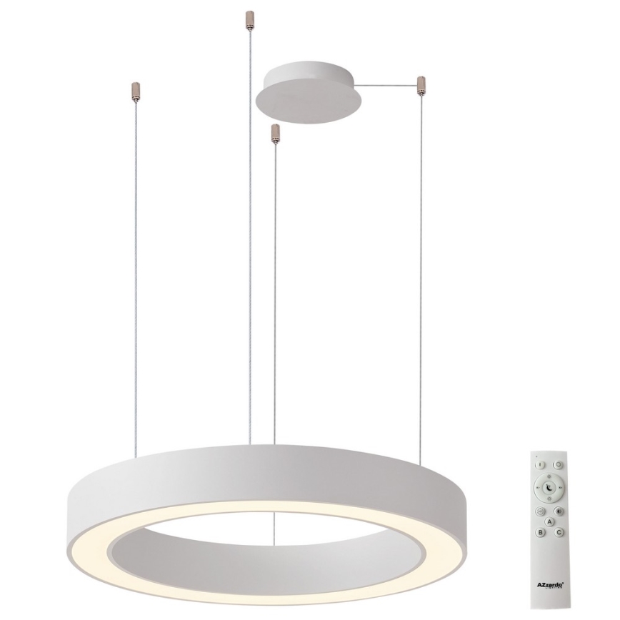 Azzardo AZ5043 - LED ljusreglerad ljuskrona på textilsladd MARCO LED/50W/230V vit + fjärrkontroll