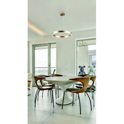 Azzardo AZ5045 - LED ljusreglerad ljuskrona på textilsladd MARCO LED/50W/230V guld + fjärrkontroll