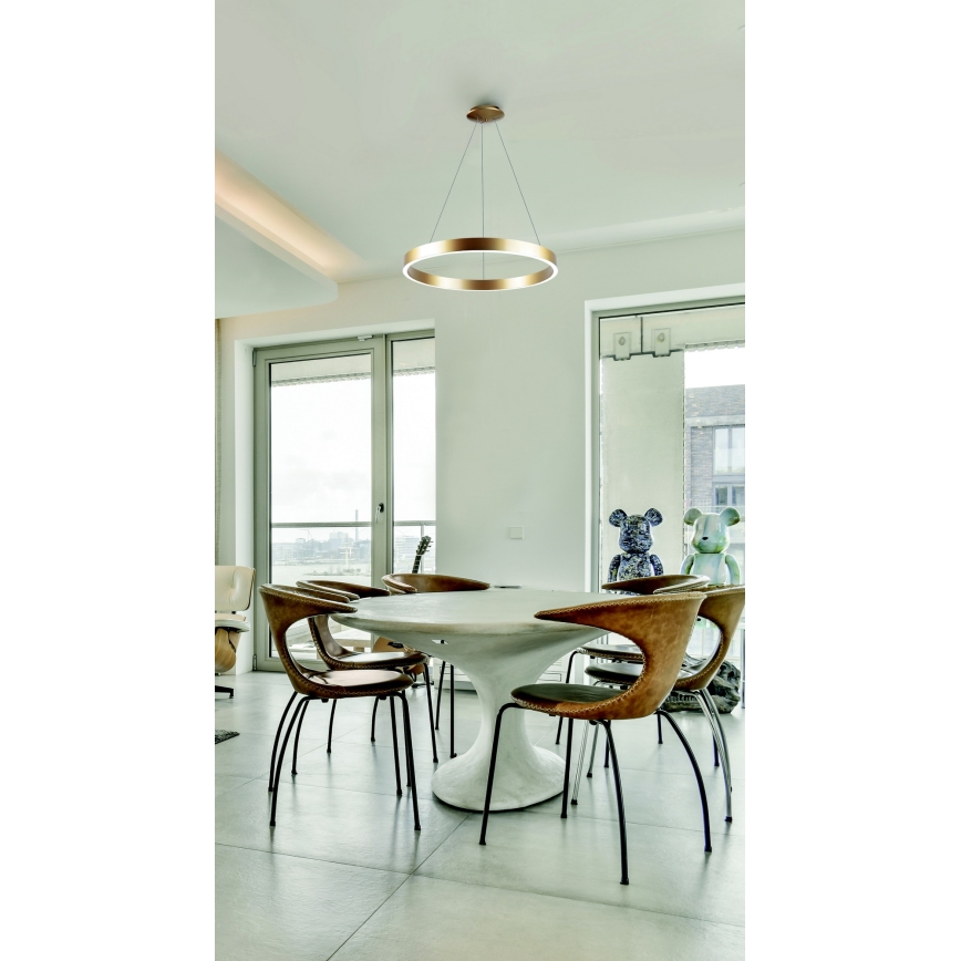 Azzardo AZ5045 - LED ljusreglerad ljuskrona på textilsladd MARCO LED/50W/230V guld + fjärrkontroll