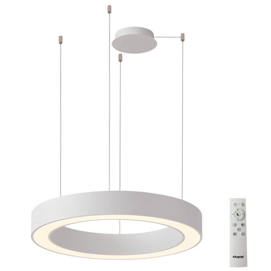 Azzardo AZ5046 - LED ljusreglerad ljuskrona på textilsladd MARCO LED/60W/230V vit + fjärrkontroll