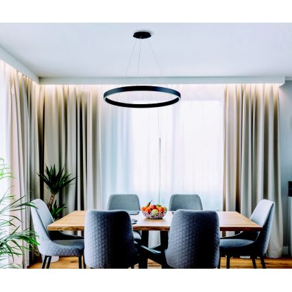 Azzardo AZ5050 - LED ljusreglerad ljuskrona på textilsladd MARCO LED/80W/230V svart + fjärrkontroll