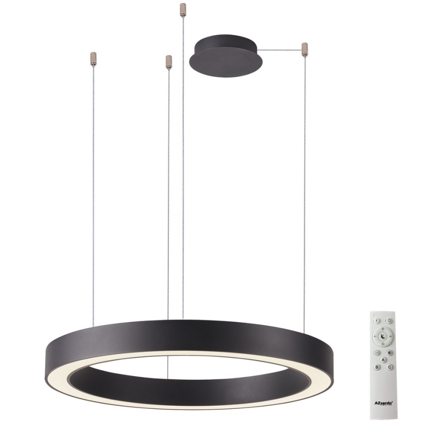 Azzardo AZ5050 - LED ljusreglerad ljuskrona på textilsladd MARCO LED/80W/230V svart + fjärrkontroll