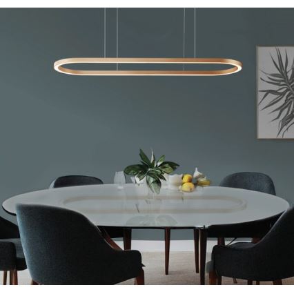 Azzardo AZ5056 - LED ljusreglerad ljuskrona på textilsladd ELENA LED/50W/230V 120 cm guld