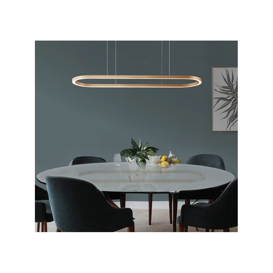 Azzardo AZ5056 - LED ljusreglerad ljuskrona på textilsladd ELENA LED/50W/230V 120 cm guld