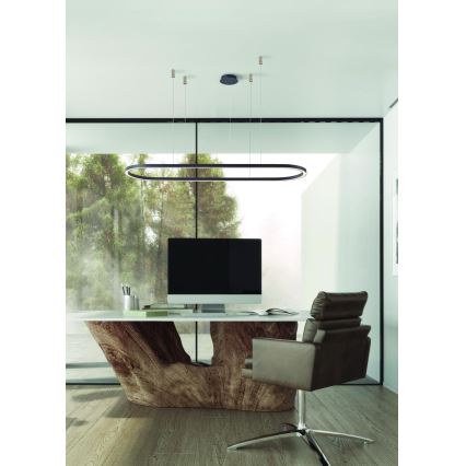 Azzardo AZ5057 - LED ljusreglerad ljuskrona på textilsladd ELENA LED/60W/230V 150 cm svart