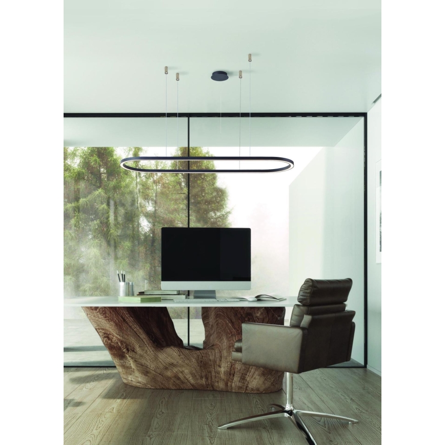 Azzardo AZ5057 - LED ljusreglerad ljuskrona på textilsladd ELENA LED/60W/230V 150 cm svart
