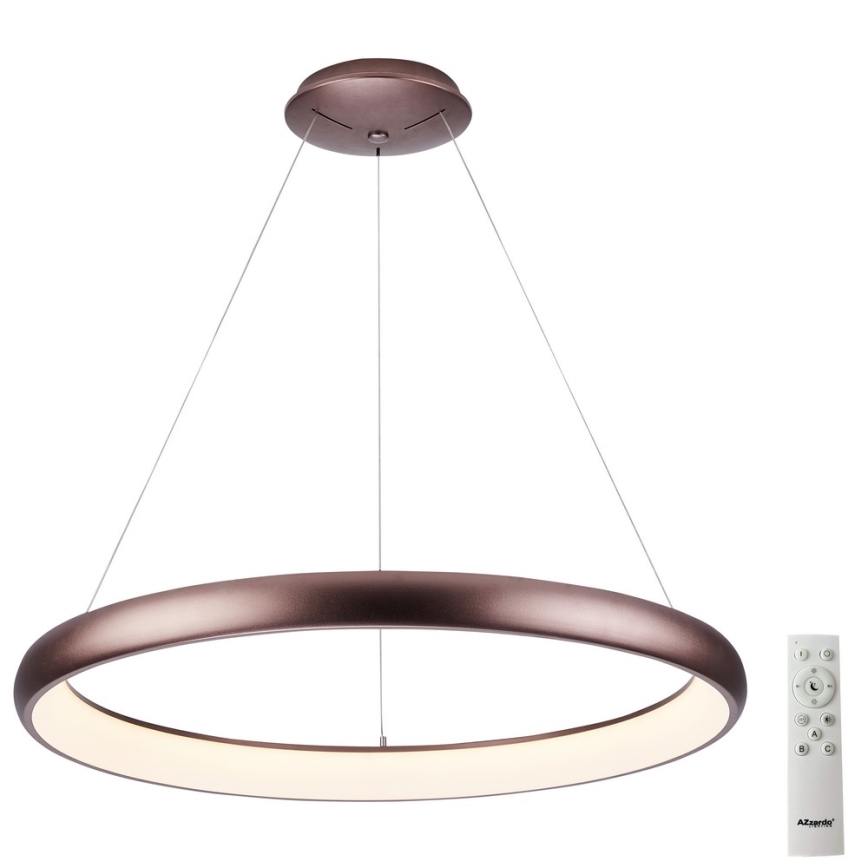 Azzardo AZ5059 - LED ljusreglerad ljuskrona på textilsladd ANTONIO LED/32W/230V brun + fjärrkontroll