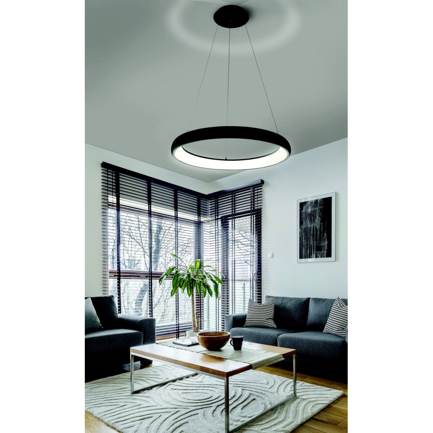 Azzardo AZ5060 - LED ljusreglerad ljuskrona på textilsladd ANTONIO LED/32W/230V svart + fjärrkontroll