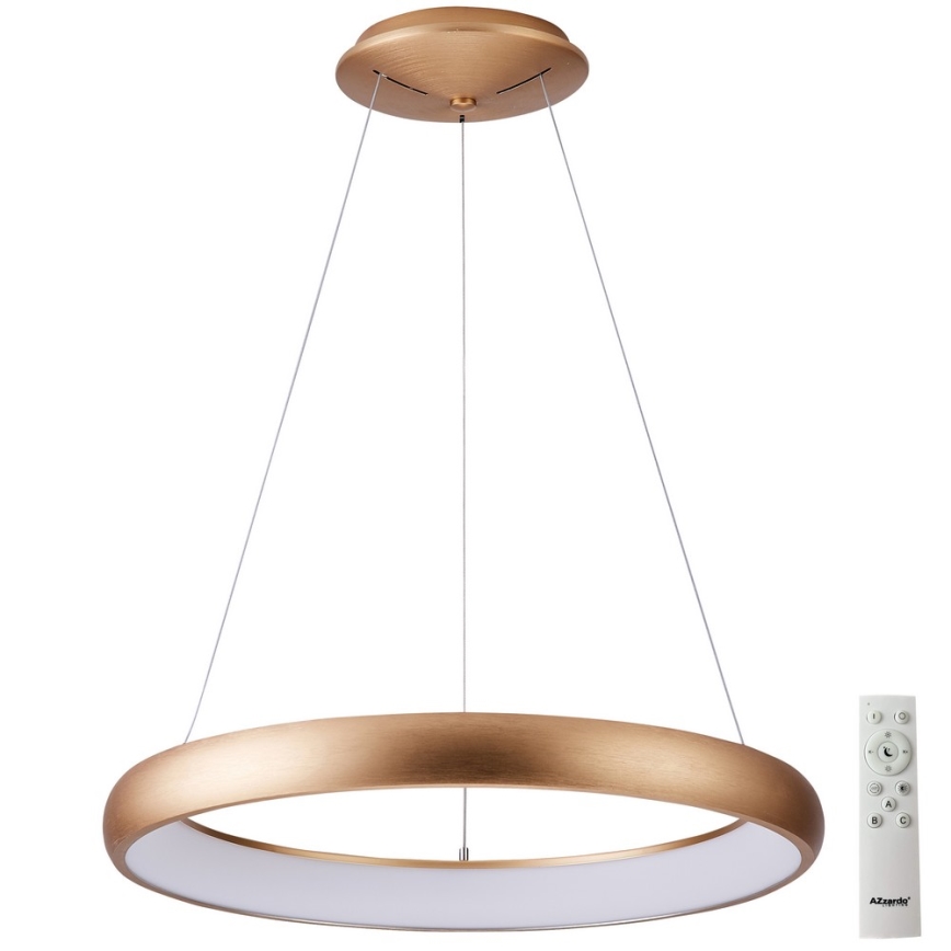 Azzardo AZ5061 - LED ljusreglerad ljuskrona på textilsladd ANTONIO LED/32W/230V guld + fjärrkontroll