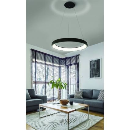 Azzardo AZ5063 - LED ljusreglerad ljuskrona på textilsladd ANTONIO LED/50W/230V svart + fjärrkontroll