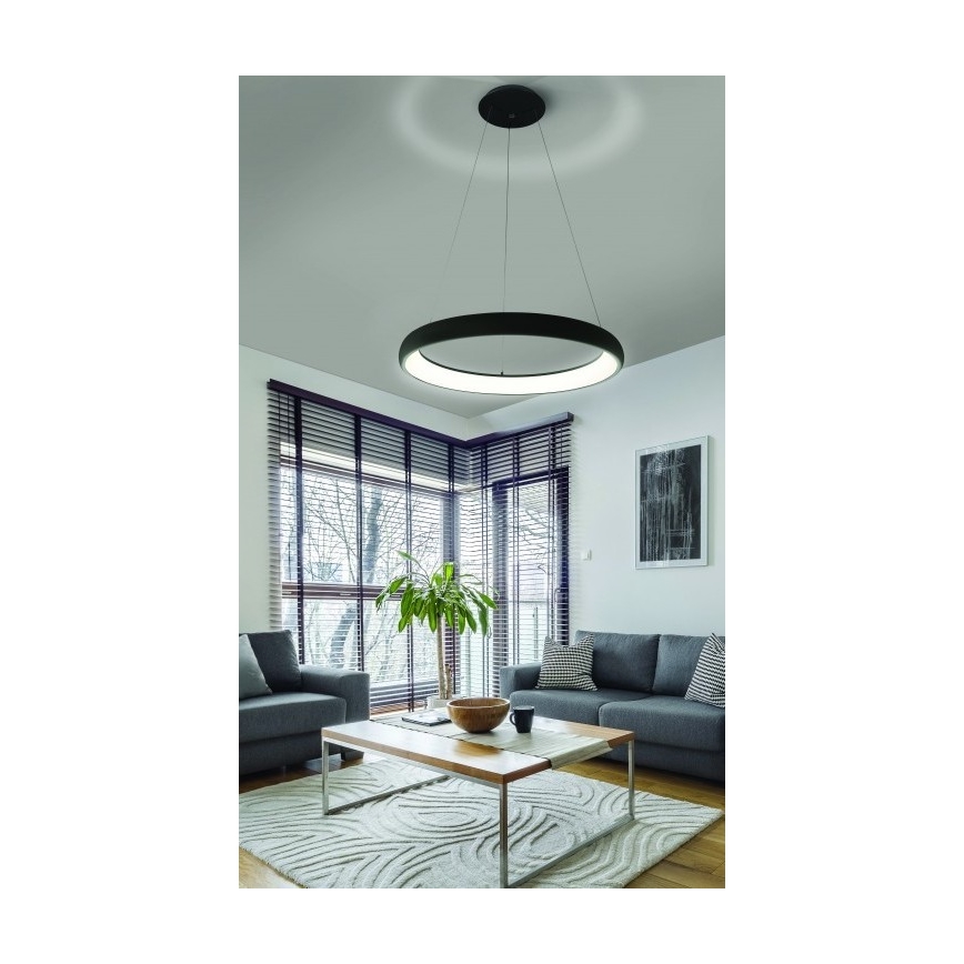 Azzardo AZ5063 - LED ljusreglerad ljuskrona på textilsladd ANTONIO LED/50W/230V svart + fjärrkontroll