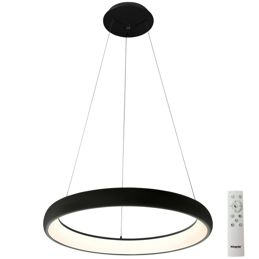 Azzardo AZ5063 - LED ljusreglerad ljuskrona på textilsladd ANTONIO LED/50W/230V svart + fjärrkontroll