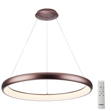 Azzardo AZ5065 - LED ljusreglerad ljuskrona på textilsladd ANTONIO LED/80W/230V brun + fjärrkontroll