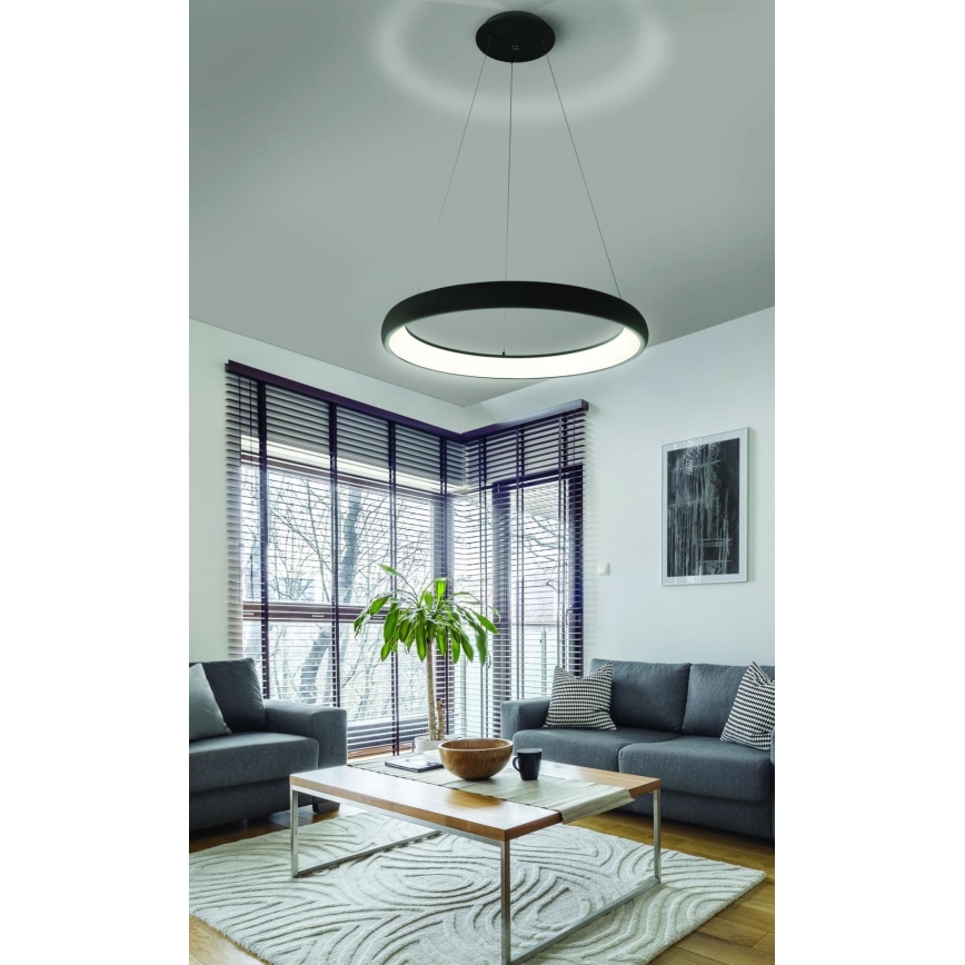 Azzardo AZ5066 - LED ljusreglerad ljuskrona på textilsladd ANTONIO LED/80W/230V svart + fjärrkontroll