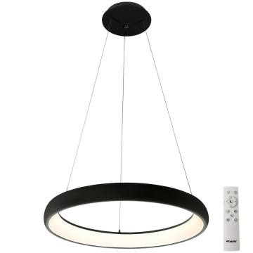 Azzardo AZ5066 - LED ljusreglerad ljuskrona på textilsladd ANTONIO LED/80W/230V svart + fjärrkontroll