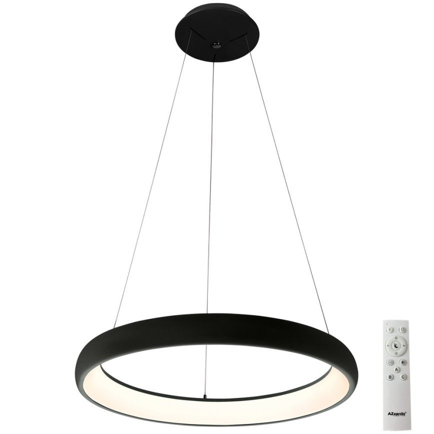 Azzardo AZ5066 - LED ljusreglerad ljuskrona på textilsladd ANTONIO LED/80W/230V svart + fjärrkontroll
