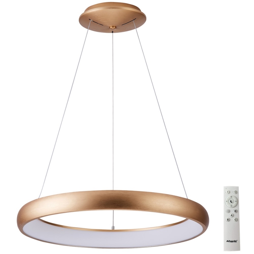 Azzardo AZ5067 - LED ljusreglerad ljuskrona på textilsladd ANTONIO LED/80W/230V guld + fjärrkontroll