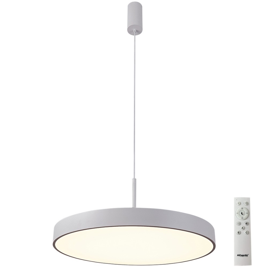Azzardo AZ5090 - LED ljusreglerad ljuskrona på textilsladd MARCELLO LED/60W/230V vit + fjärrkontroll