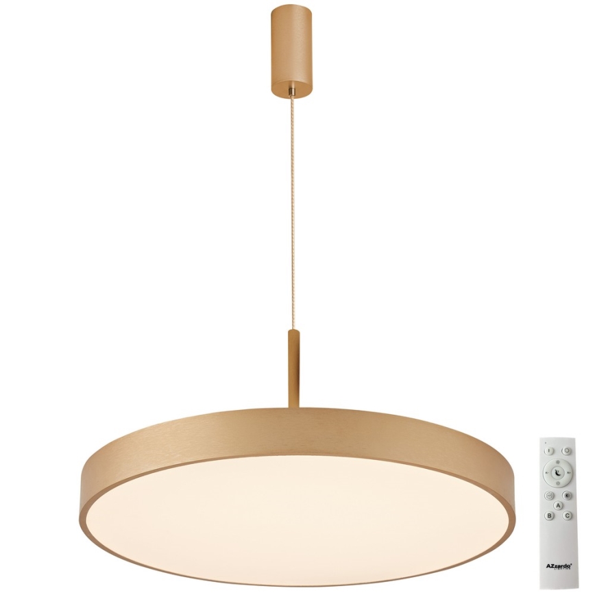 Azzardo AZ5092 - LED ljusreglerad ljuskrona på textilsladd MARCELLO LED/60W/230V guld + fjärrkontroll