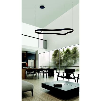 Azzardo AZ5093 - LED ljusreglerad ljuskrona på textilsladd MIRABELLA LED/60W/230V svart