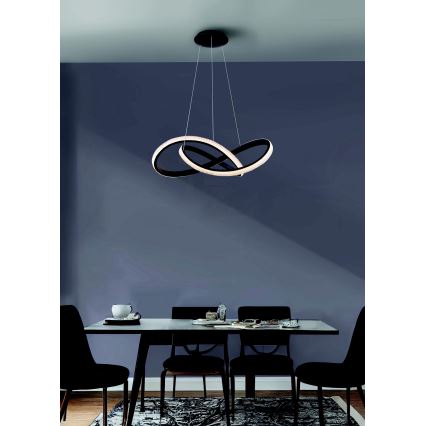 Azzardo AZ5096 - LED ljusreglerad ljuskrona på textilsladd INFINITY LED/80W/230V svart + fjärrkontroll