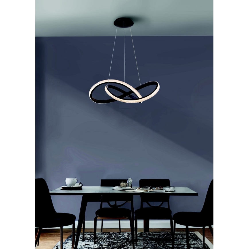 Azzardo AZ5096 - LED ljusreglerad ljuskrona på textilsladd INFINITY LED/80W/230V svart + fjärrkontroll